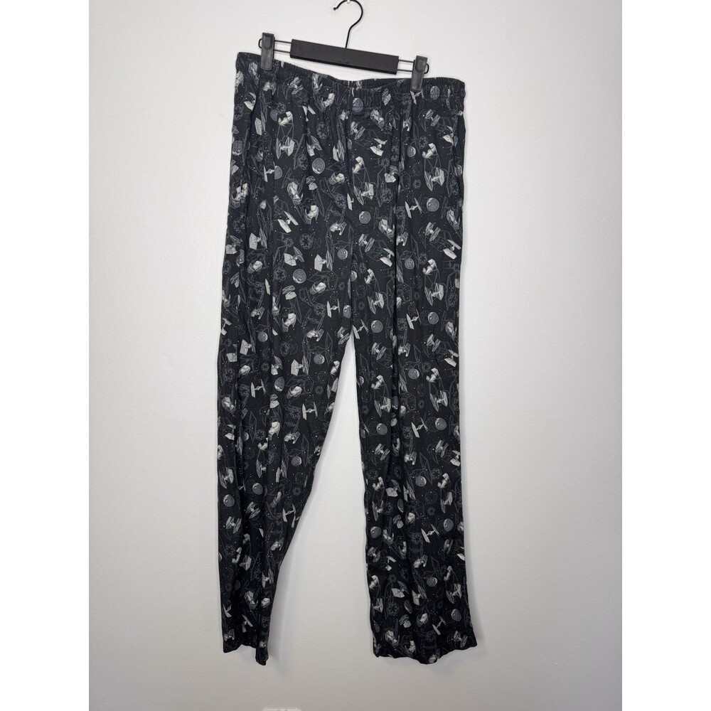 Disney Parks Star Wars Pajama Pants Mens Large Elastic Waist Graphic Black